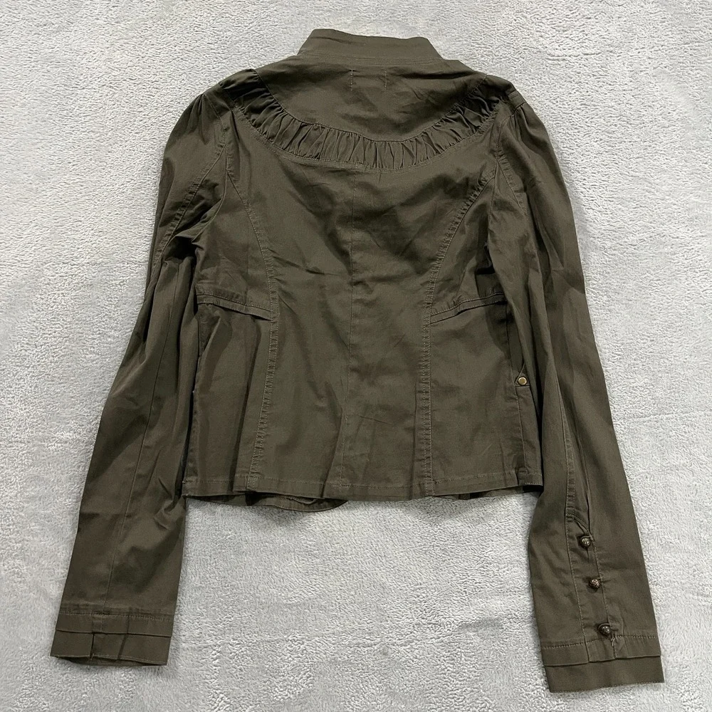 NikiBiki Jacket Women XL Fits XS/S Victorian Goth Regency‎ Ruffle Cropped Army
